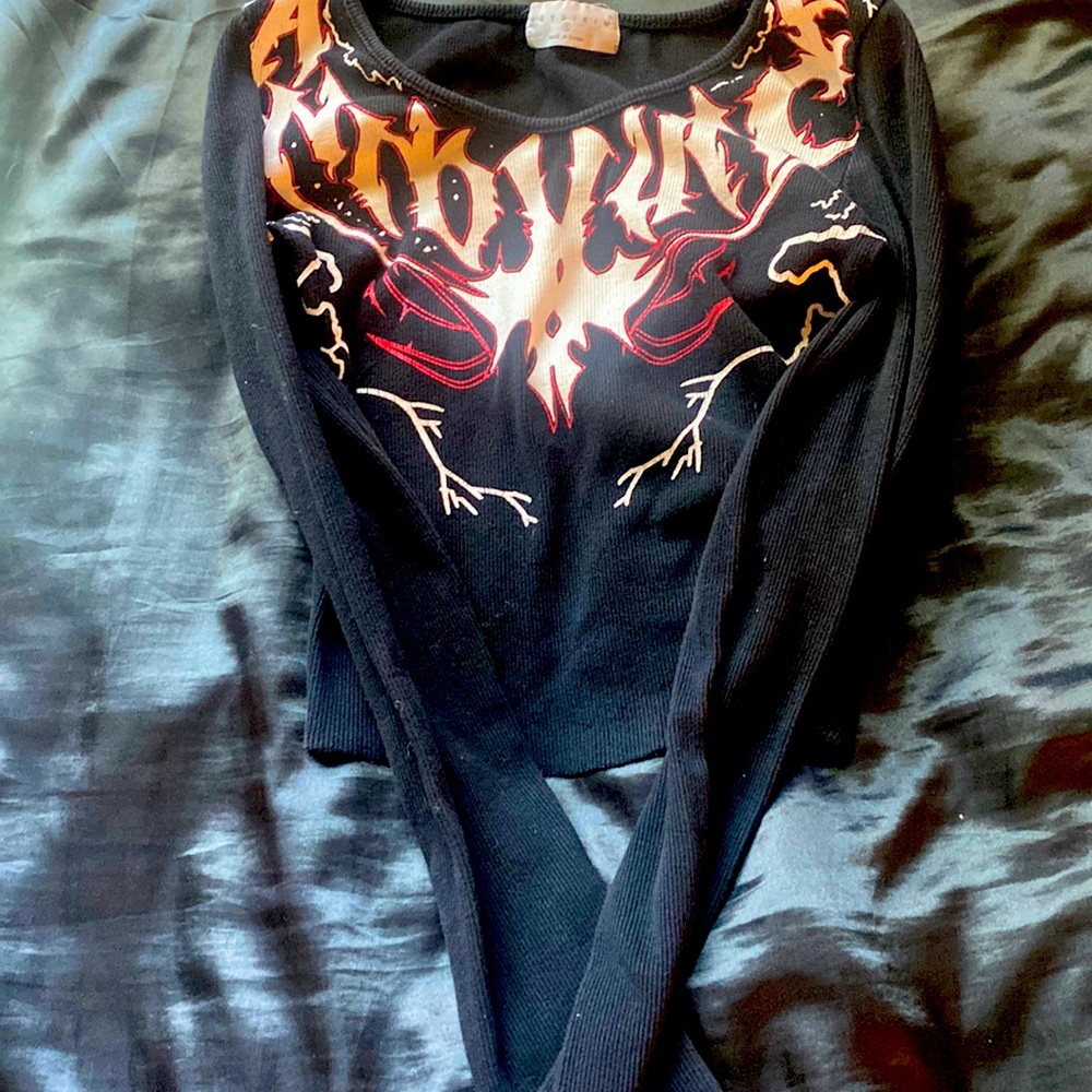 Worn grunge corduroy, long sleeved cropped shirt.